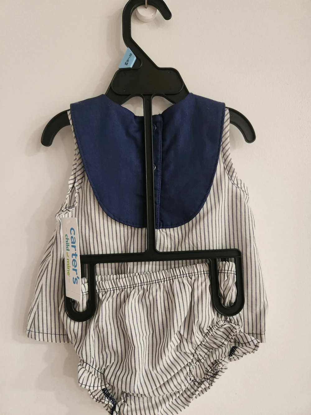 Carter's Navy Collar Striped Baby Romper